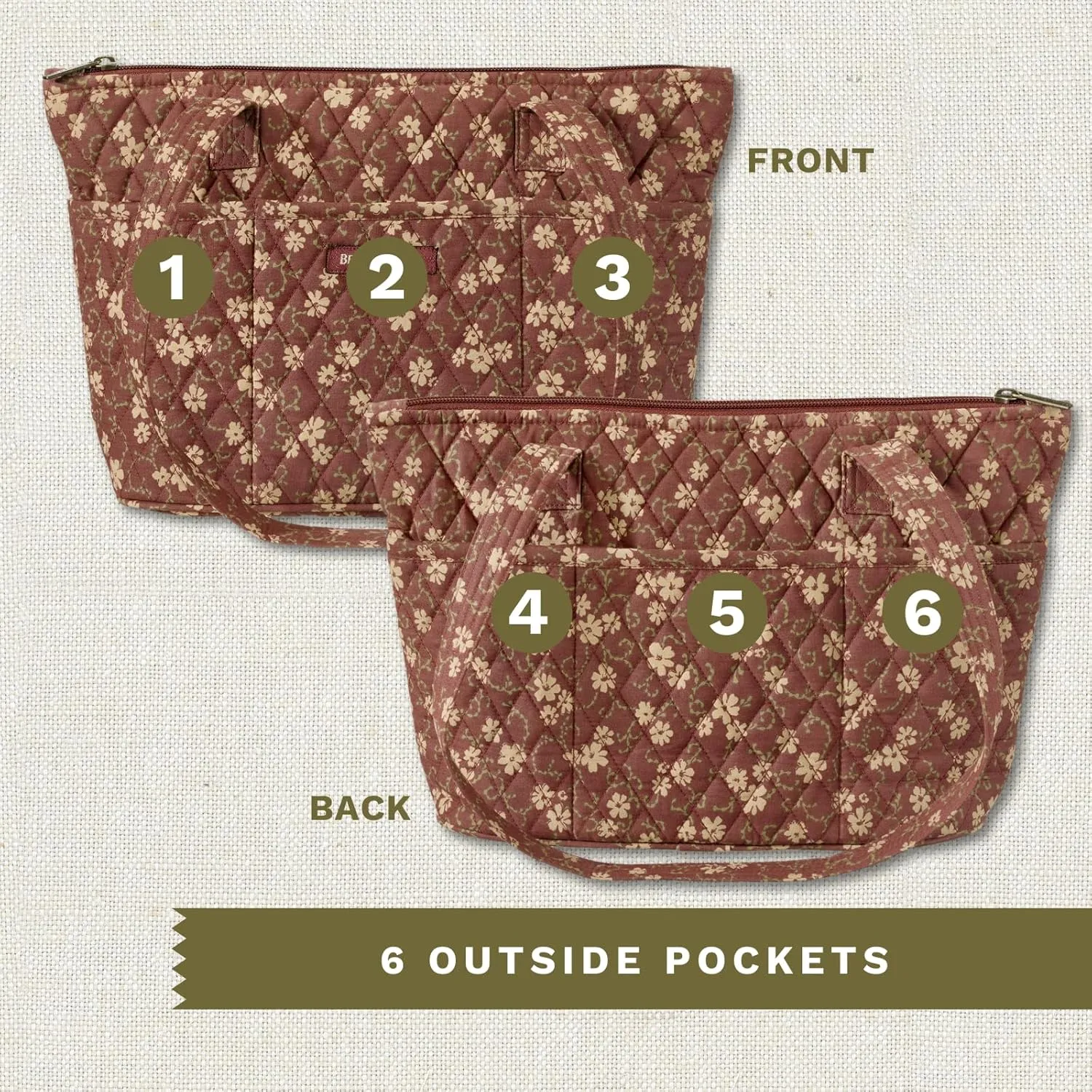 Bella Taylor Small Tote | Lightweight Quilted Fabric Purses for Women