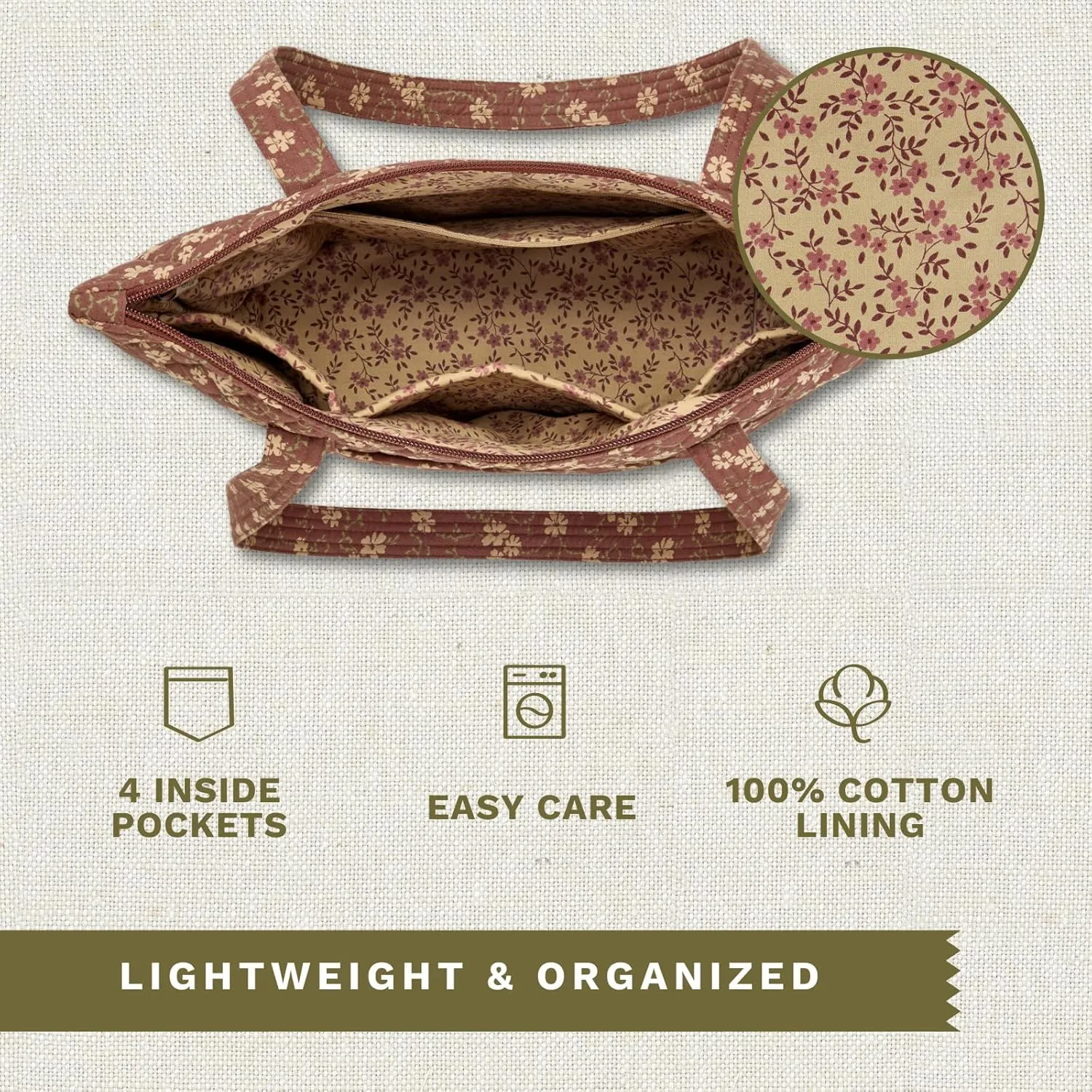 Bella Taylor Small Tote | Lightweight Quilted Fabric Purses for Women