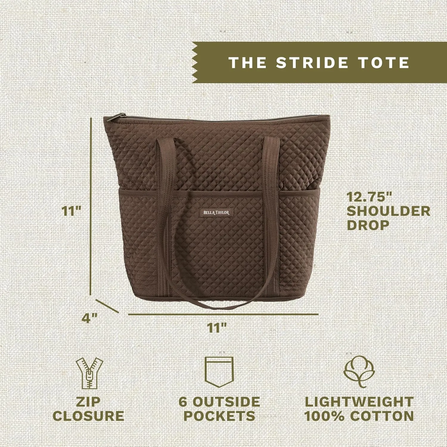 Bella Taylor Stride Tote | Lightweight Quilted Fabric Handbags for Women