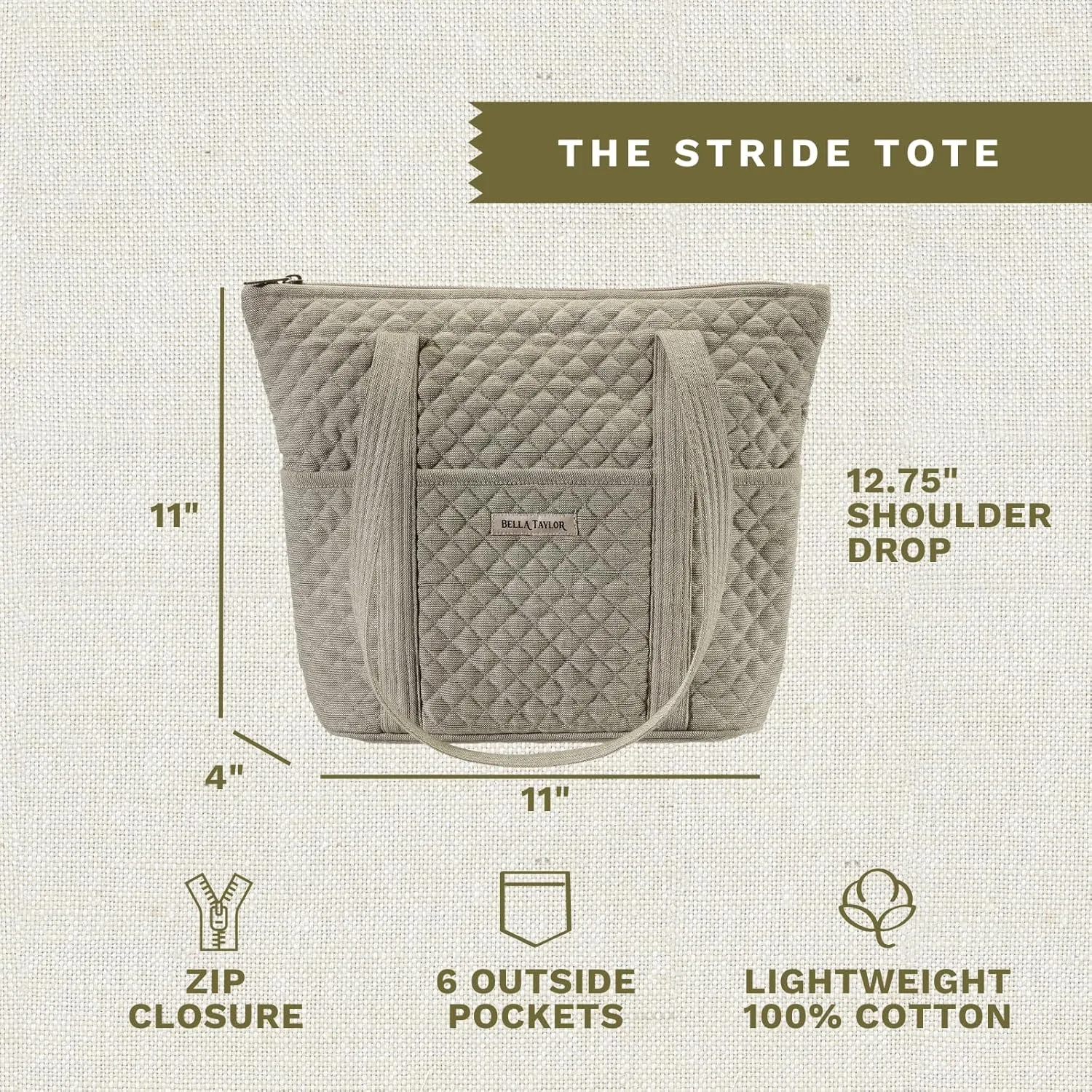 Bella Taylor Stride Tote | Lightweight Quilted Fabric Handbags for Women