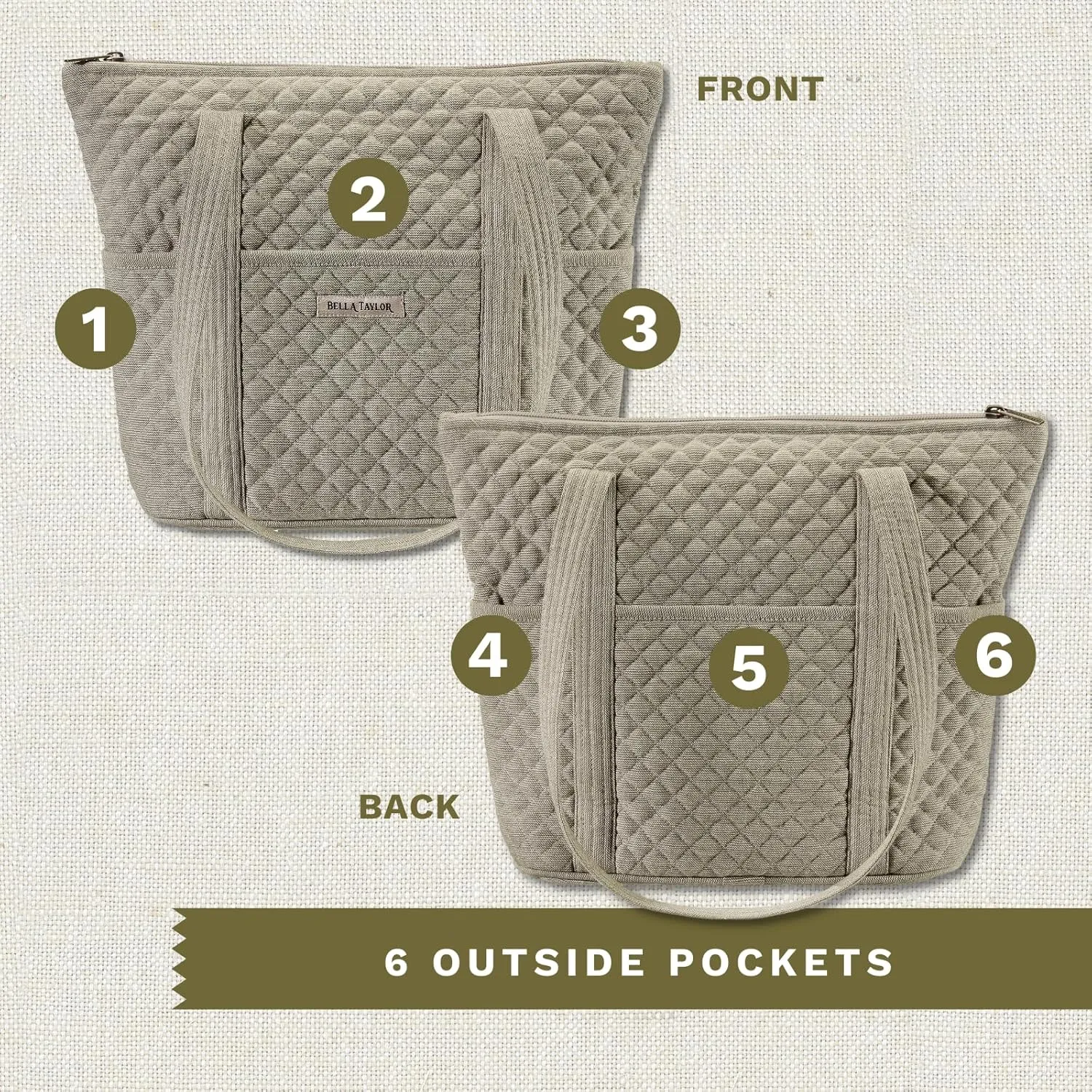 Bella Taylor Stride Tote | Lightweight Quilted Fabric Handbags for Women