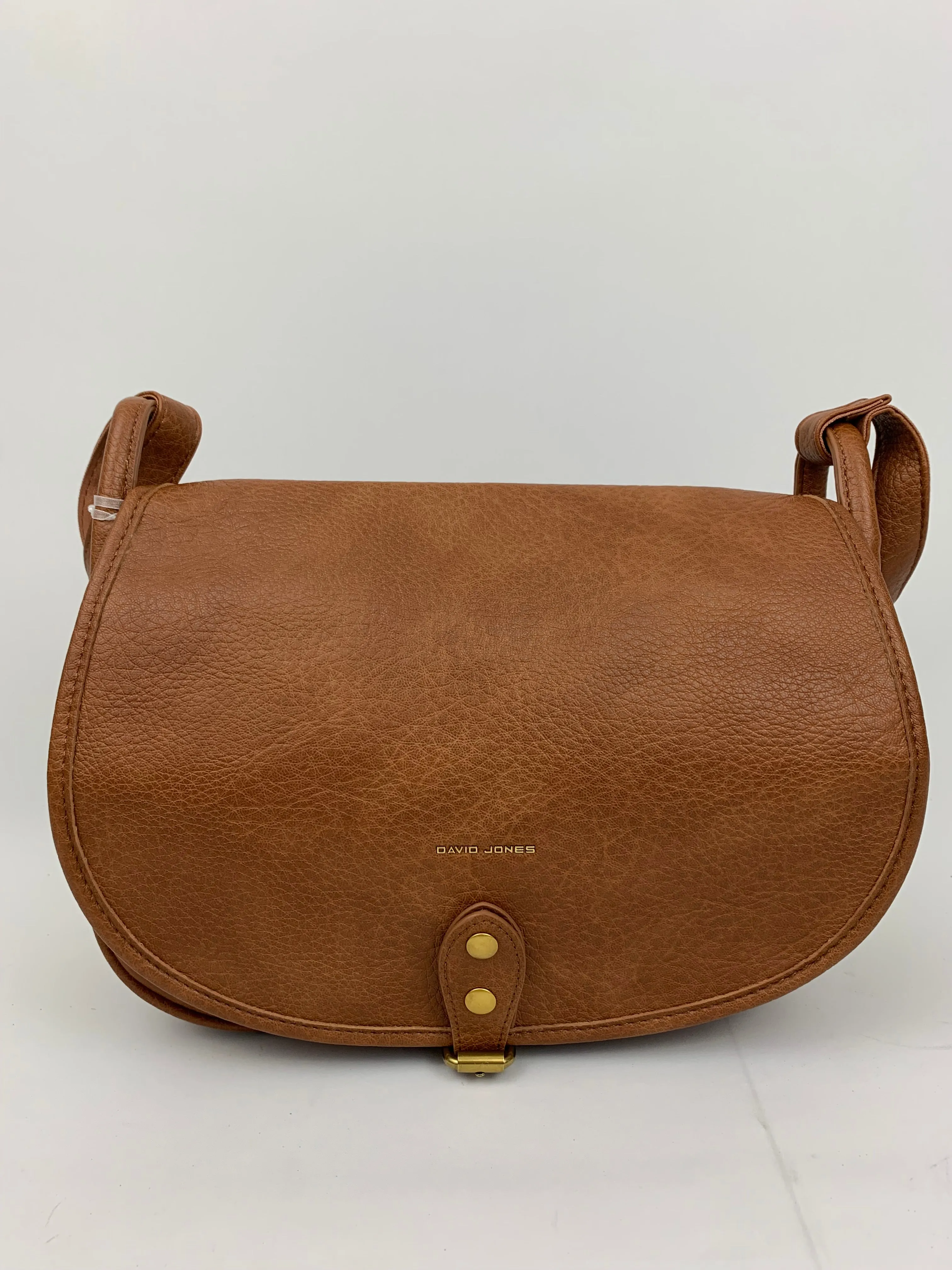 BERLIN BROWN- Soft faux leather saddle crossbody bag large