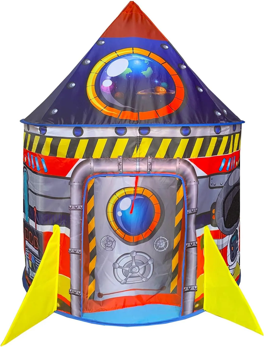BESTPARTY Rocket Ship Kids Play Tent Indoor Outdoor Pop Up Tent, Kid Playhouse Conveniently Folds into a Carrying Bag, Toys Gifts for Toddlers Kids Boys Girls