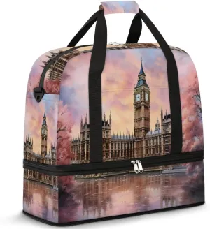 Big Ben London Travel Duffel Bag for Women Men Weekender Overnight Bag with Shoe Compartment Foldable Sports Gym Luggage Bag