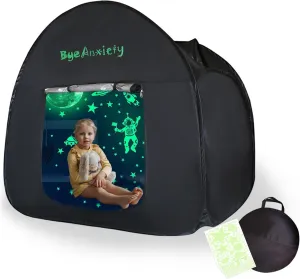 Big Sensory Tent for Kids with Autism - 47x47in, Fluorescent Sticker Sensory Calm Corner Helps Autism, ADHD, SPD Children Adults Relax, Improve Focus Autistic Play Tents with Bag & Window
