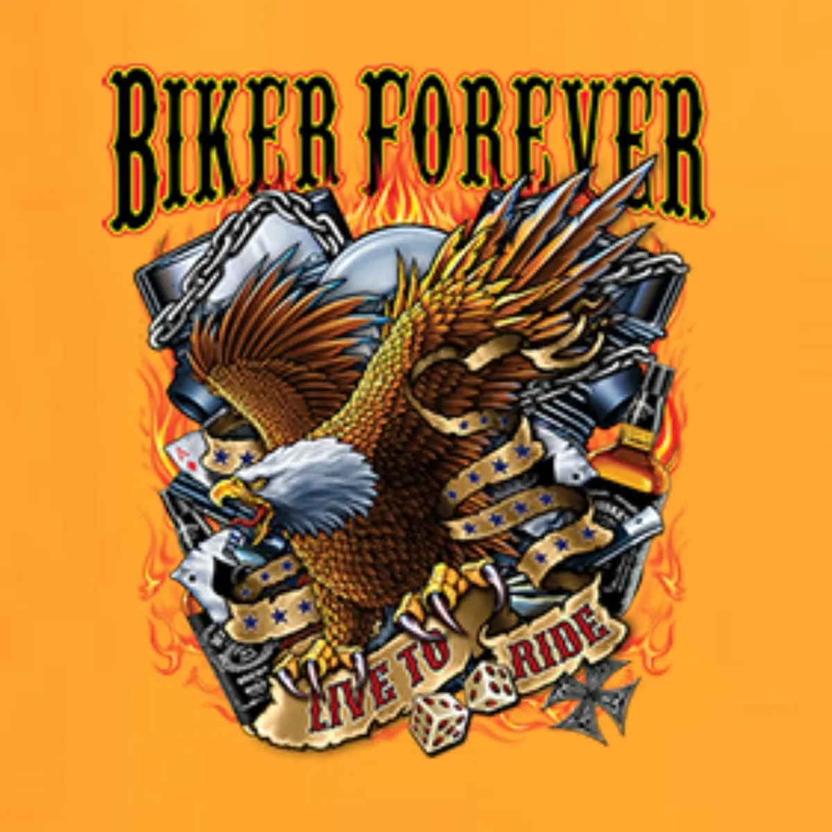 Biker Forever American Eagle Live to Ride Cars and Trucks Womens Graphic T-Shirt