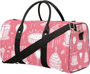 Birthday Cakes Print Foldable Lightweight Duffle Bag for Travel - Waterproof Carry On Bags for Airplanes, Travel Duffel Bags for Gym, Weekend