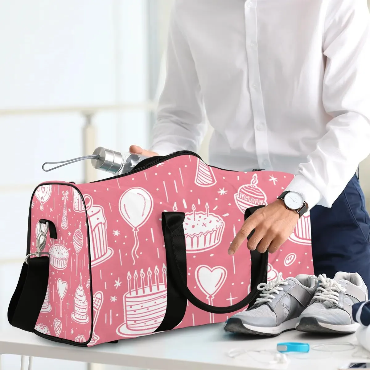 Birthday Cakes Print Foldable Lightweight Duffle Bag for Travel - Waterproof Carry On Bags for Airplanes, Travel Duffel Bags for Gym, Weekend