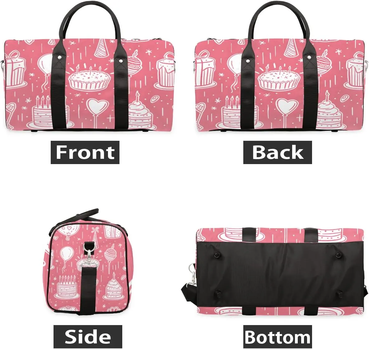 Birthday Cakes Print Foldable Lightweight Duffle Bag for Travel - Waterproof Carry On Bags for Airplanes, Travel Duffel Bags for Gym, Weekend