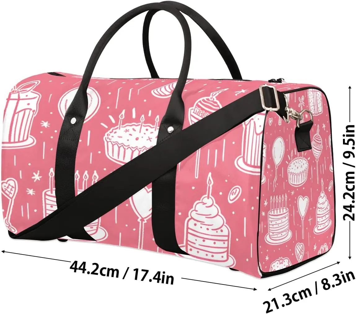 Birthday Cakes Print Foldable Lightweight Duffle Bag for Travel - Waterproof Carry On Bags for Airplanes, Travel Duffel Bags for Gym, Weekend