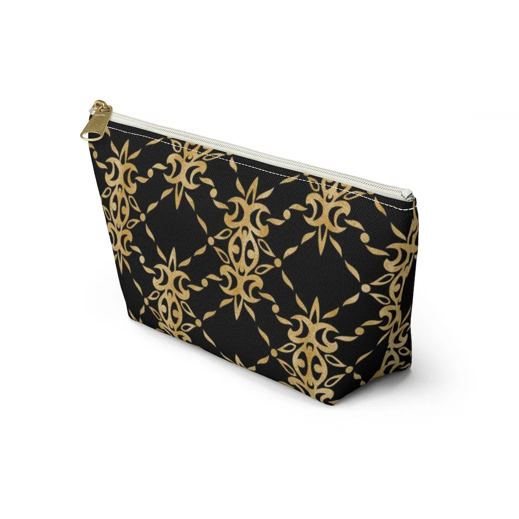 Black and Gold Accessory Pouch w T-bottom