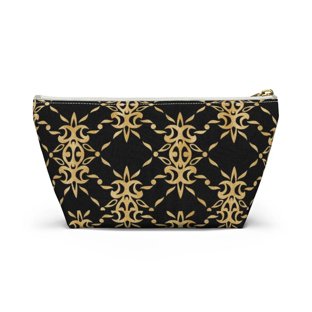 Black and Gold Accessory Pouch w T-bottom