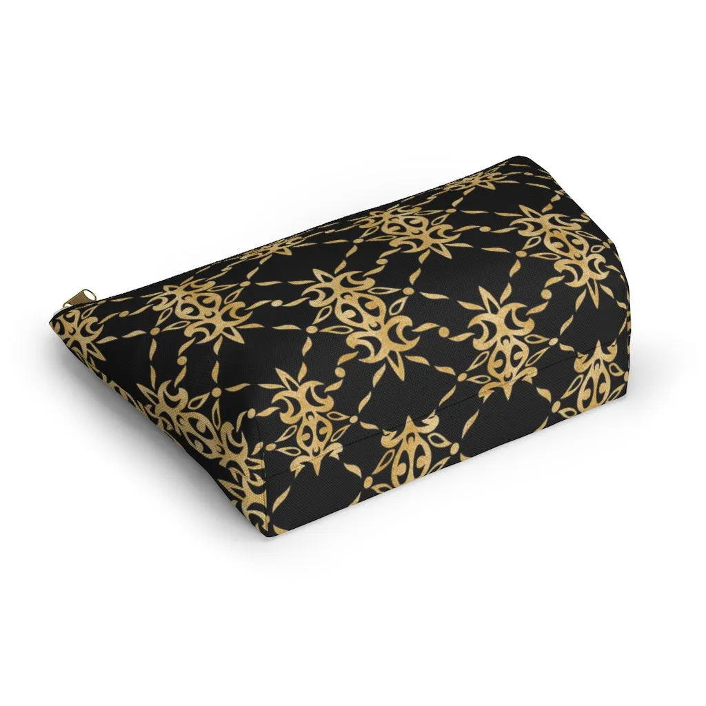 Black and Gold Accessory Pouch w T-bottom