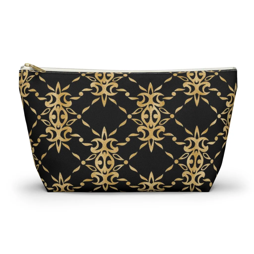 Black and Gold Accessory Pouch w T-bottom