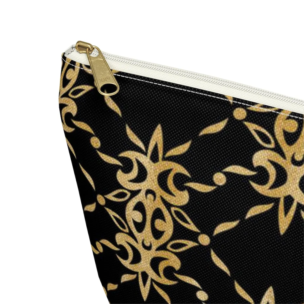 Black and Gold Accessory Pouch w T-bottom