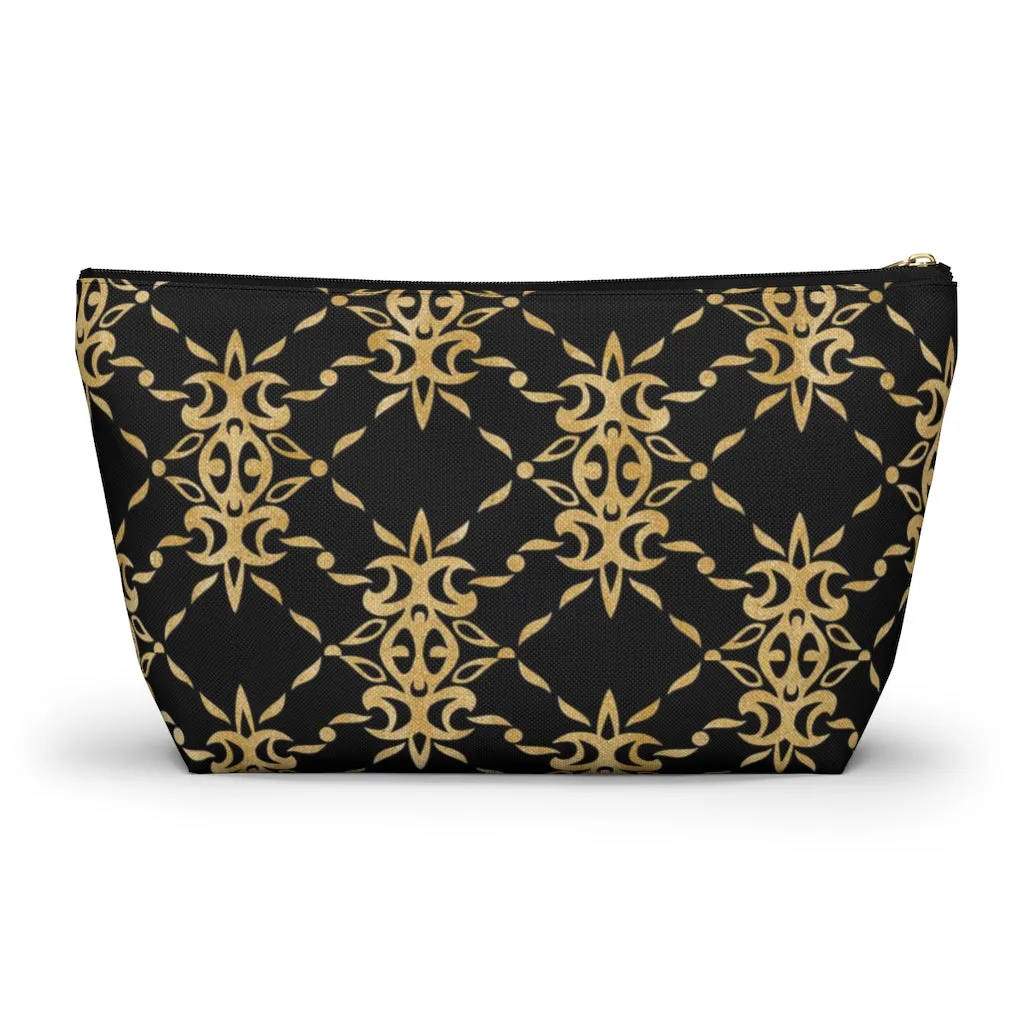 Black and Gold Accessory Pouch w T-bottom