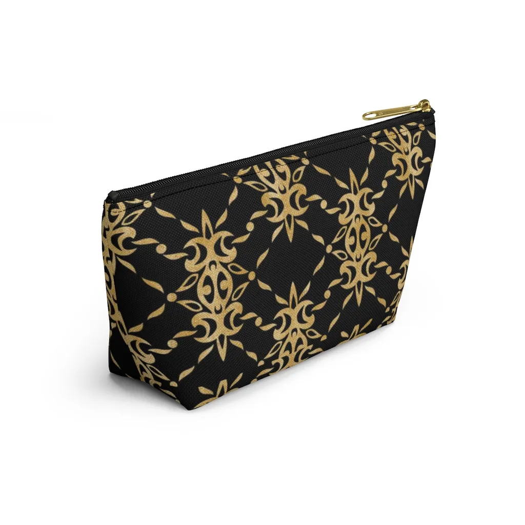 Black and Gold Accessory Pouch w T-bottom