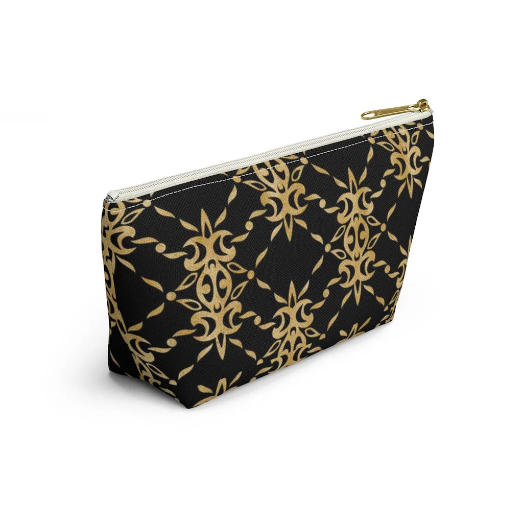 Black and Gold Accessory Pouch w T-bottom