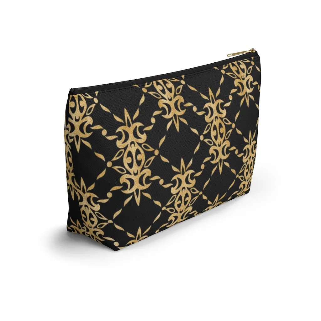 Black and Gold Accessory Pouch w T-bottom