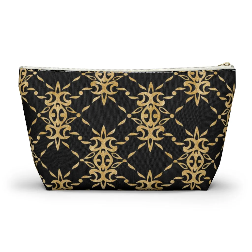 Black and Gold Accessory Pouch w T-bottom