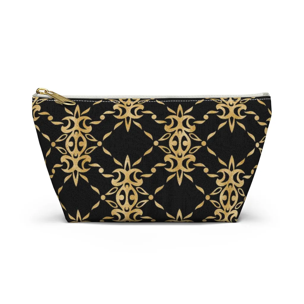 Black and Gold Accessory Pouch w T-bottom