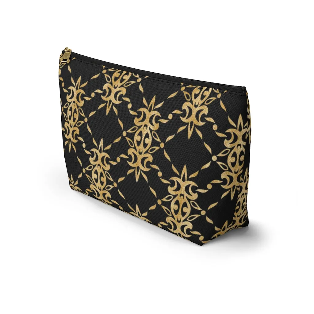 Black and Gold Accessory Pouch w T-bottom
