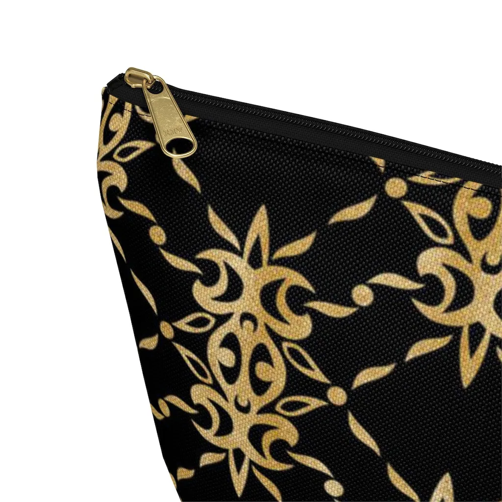 Black and Gold Accessory Pouch w T-bottom