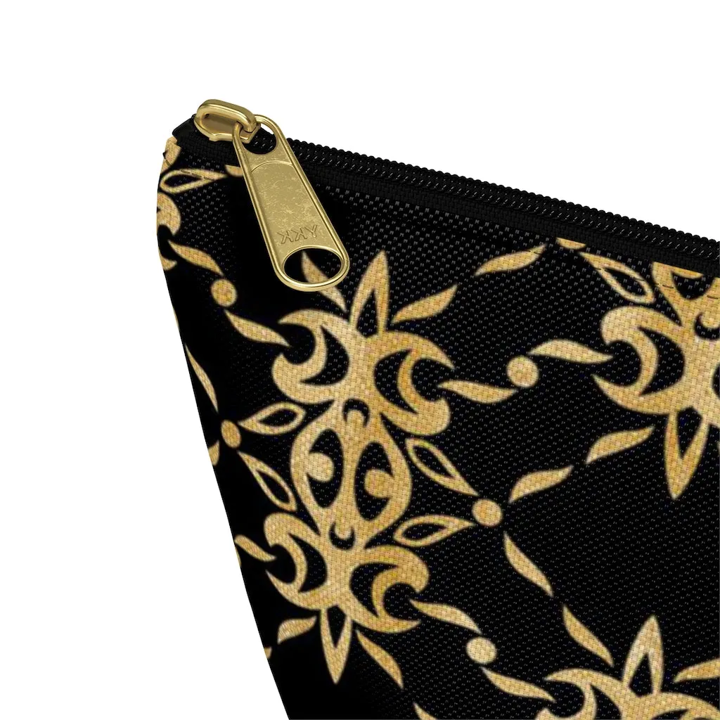 Black and Gold Accessory Pouch w T-bottom