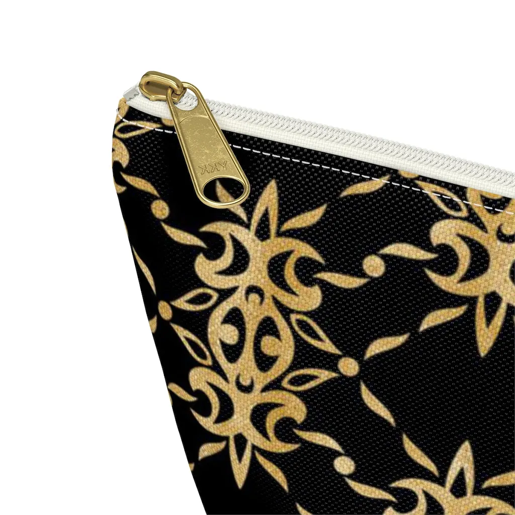 Black and Gold Accessory Pouch w T-bottom