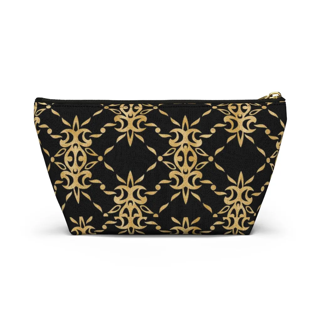 Black and Gold Accessory Pouch w T-bottom