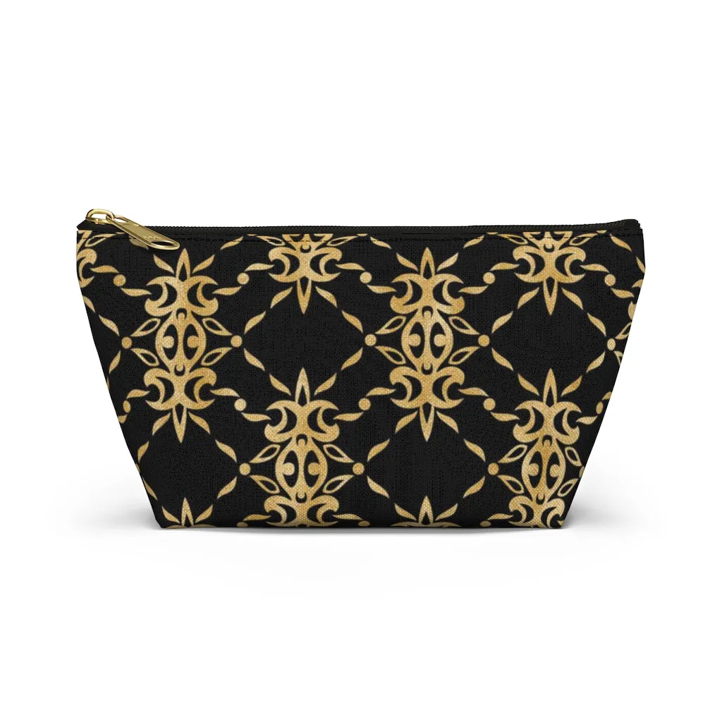 Black and Gold Accessory Pouch w T-bottom