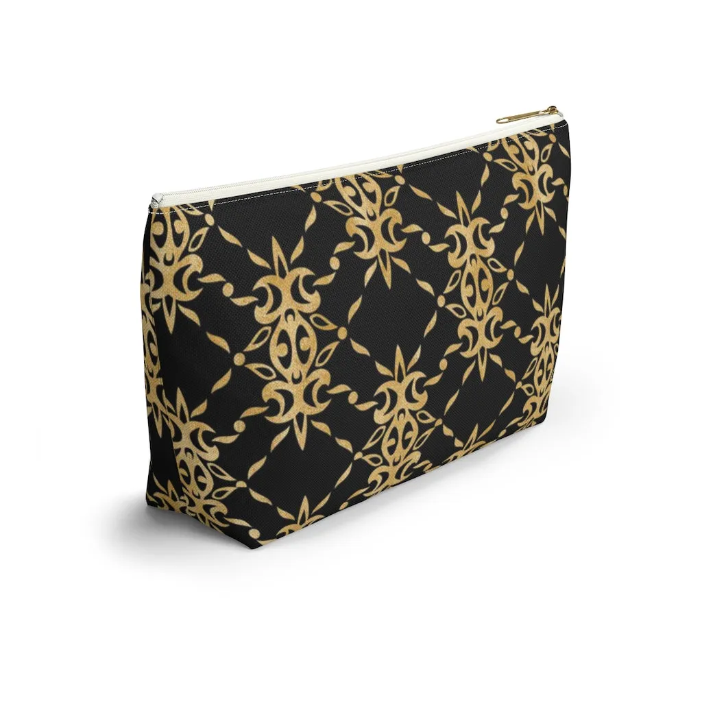 Black and Gold Accessory Pouch w T-bottom