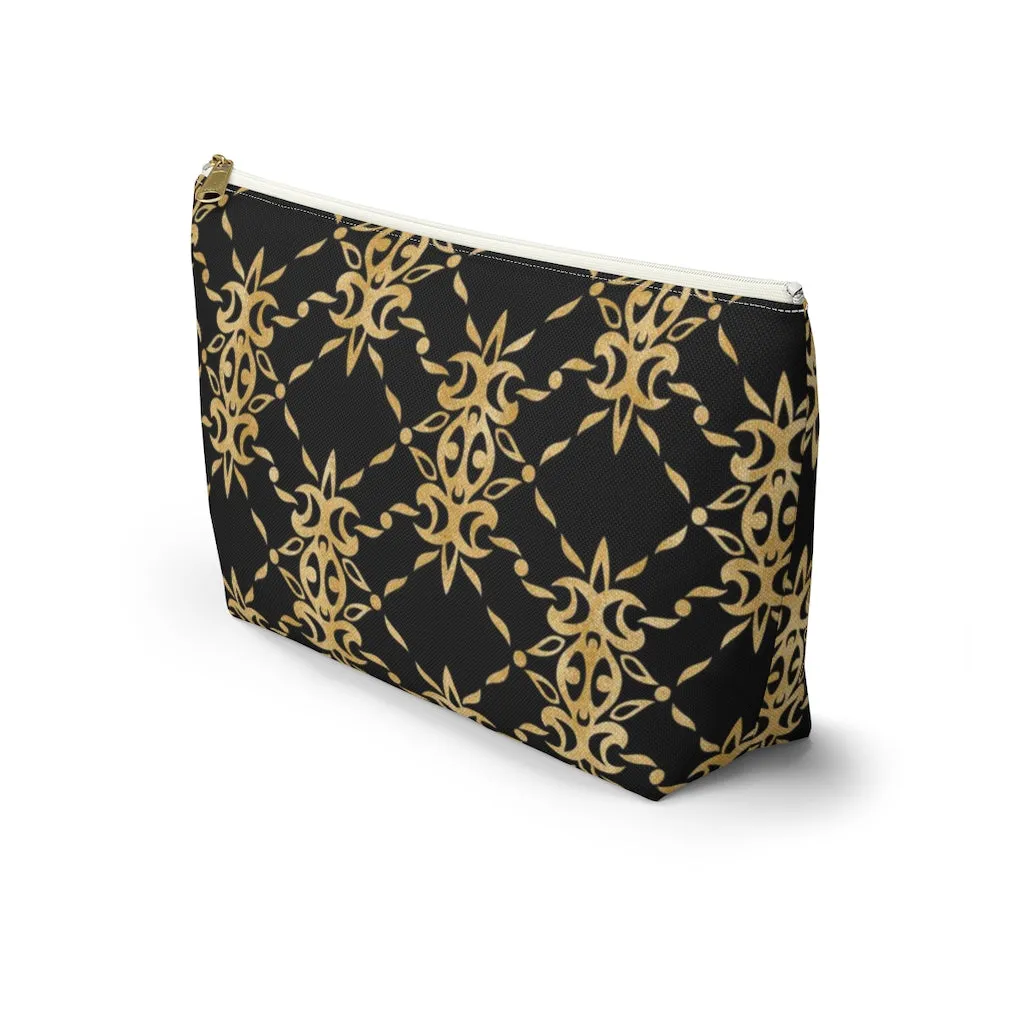 Black and Gold Accessory Pouch w T-bottom