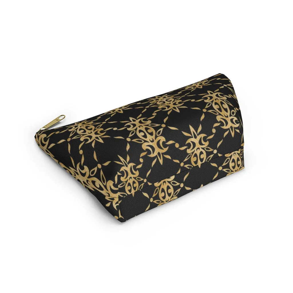 Black and Gold Accessory Pouch w T-bottom