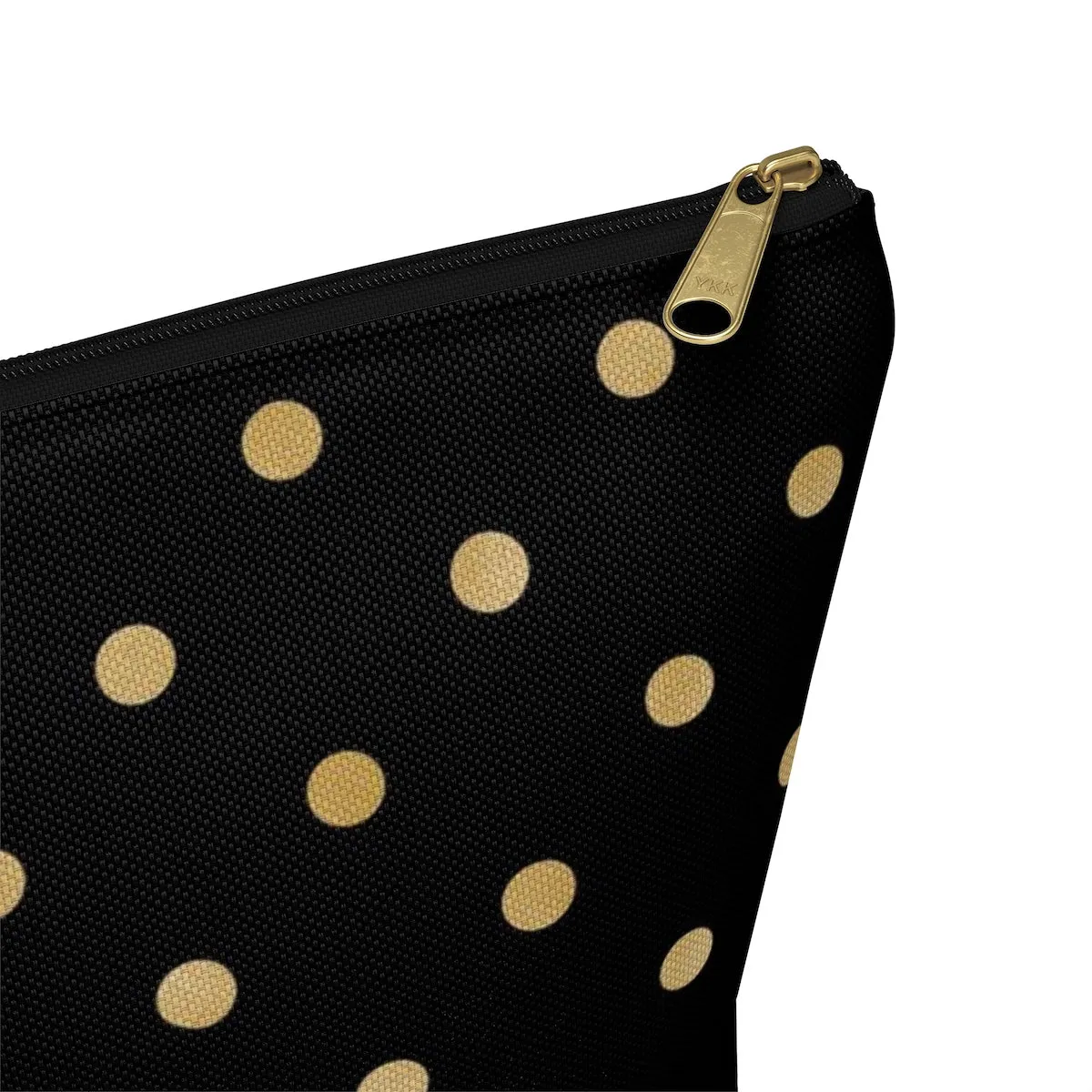 Black and Gold Polka Dots Accessory Pouch w T-bottom