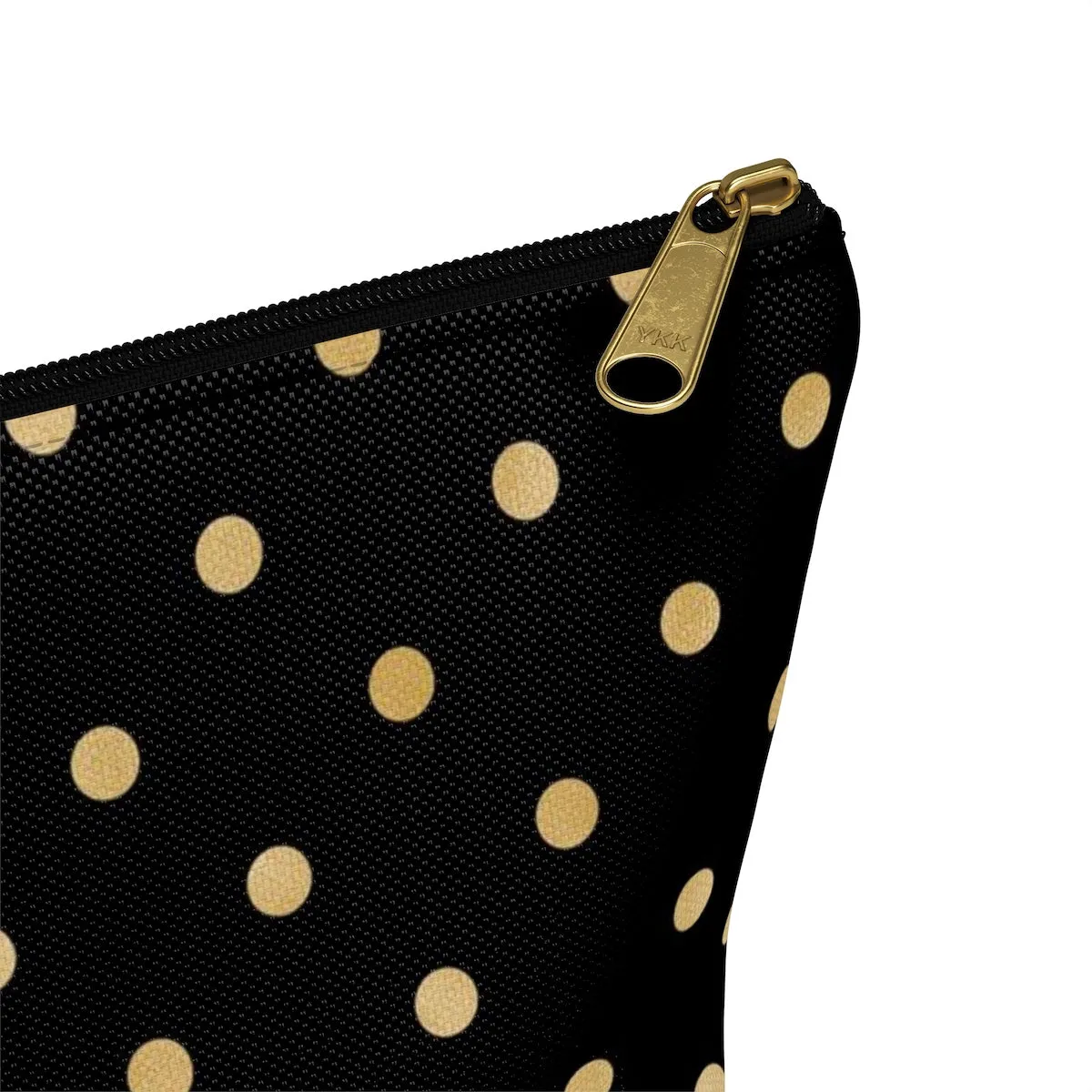 Black and Gold Polka Dots Accessory Pouch w T-bottom