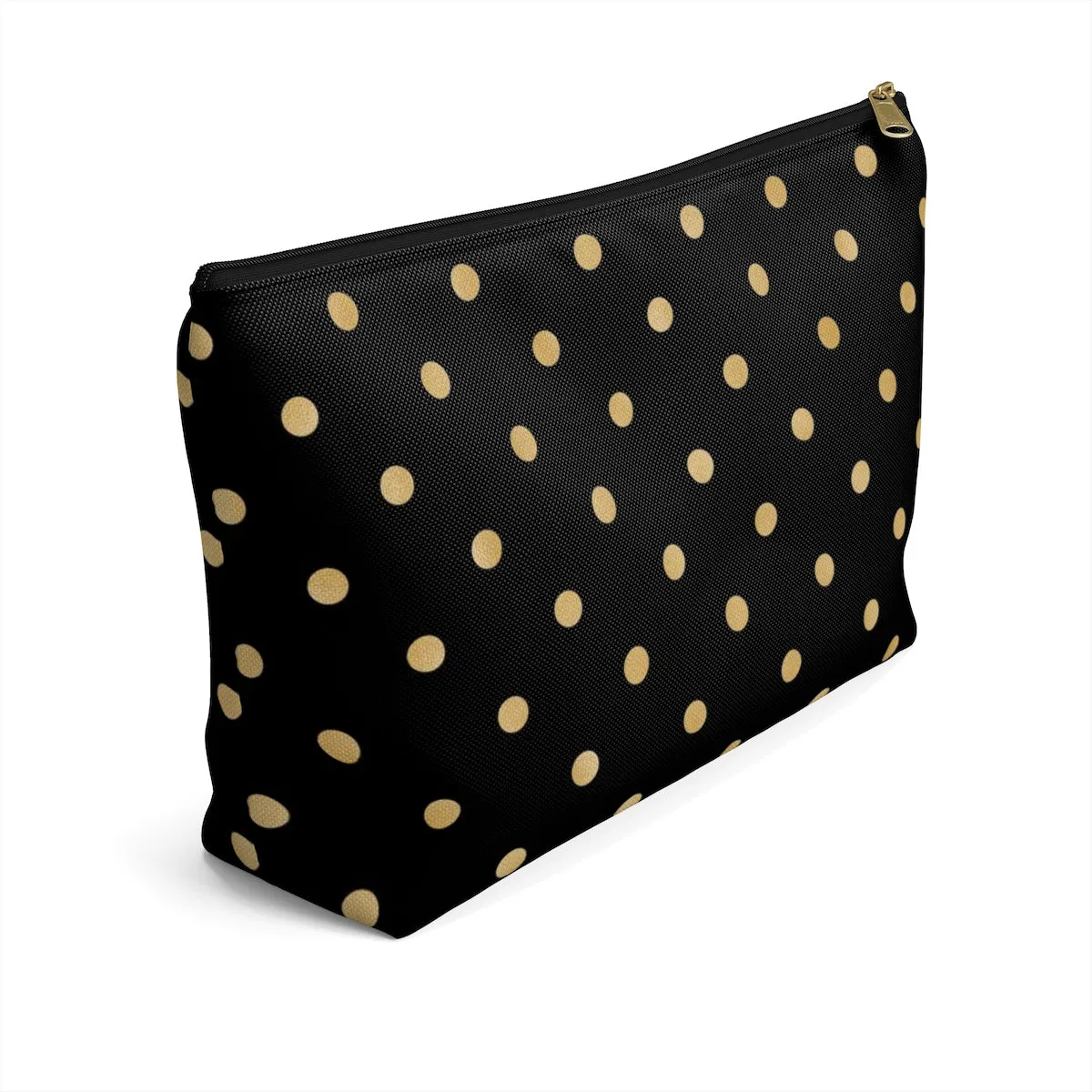 Black and Gold Polka Dots Accessory Pouch w T-bottom