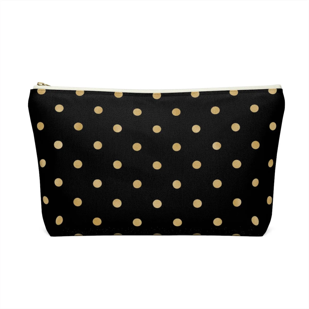 Black and Gold Polka Dots Accessory Pouch w T-bottom