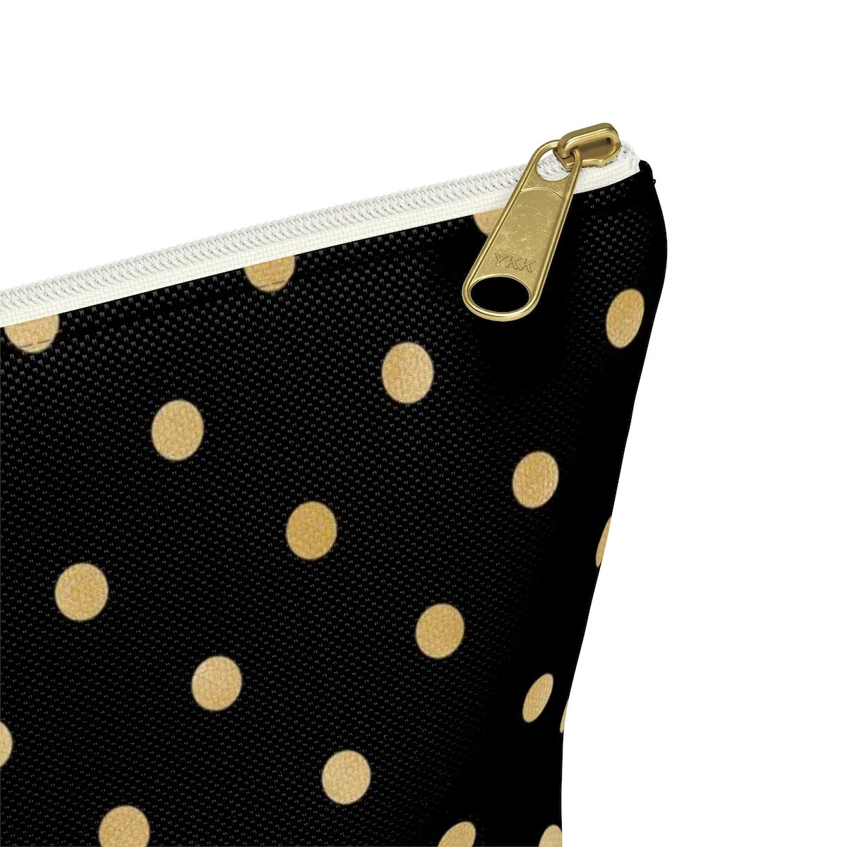 Black and Gold Polka Dots Accessory Pouch w T-bottom