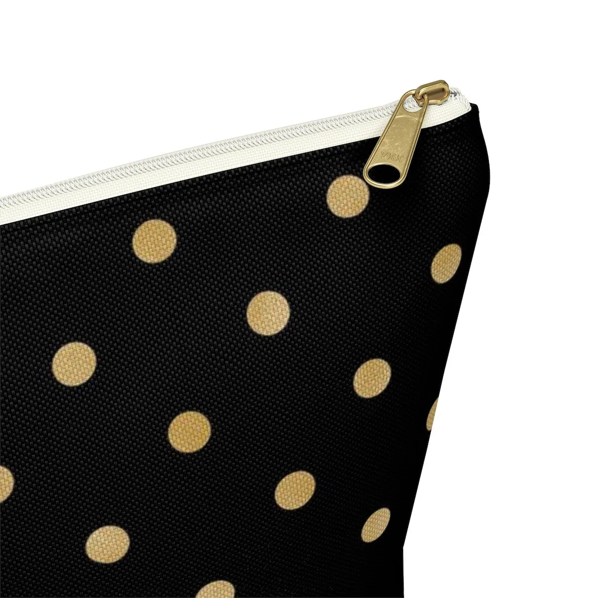 Black and Gold Polka Dots Accessory Pouch w T-bottom