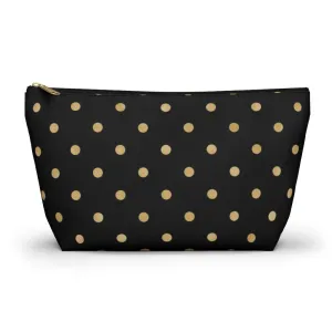 Black and Gold Polka Dots Accessory Pouch w T-bottom