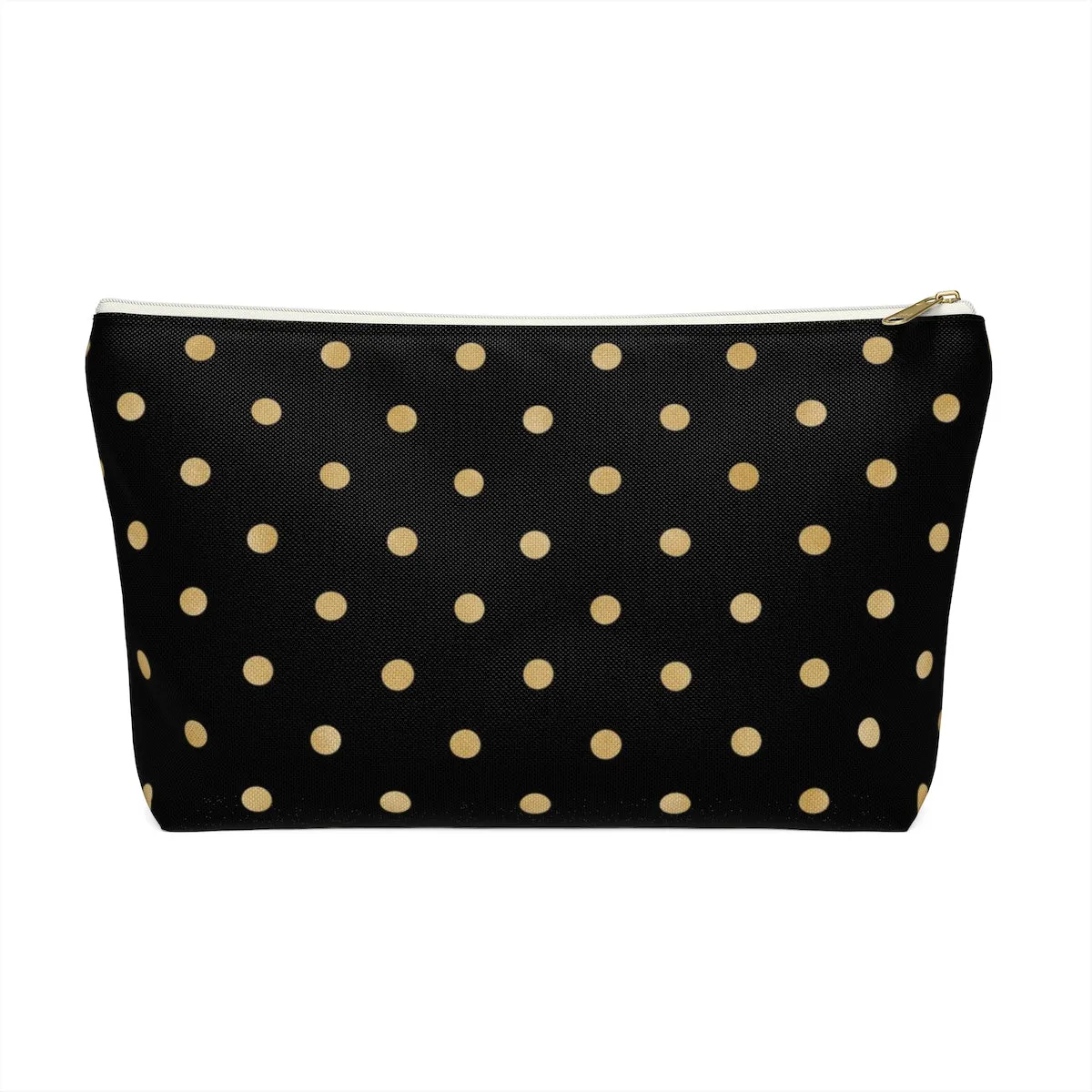 Black and Gold Polka Dots Accessory Pouch w T-bottom