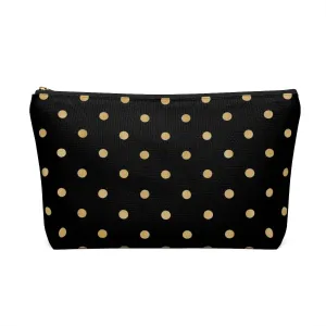 Black and Gold Polka Dots Accessory Pouch w T-bottom