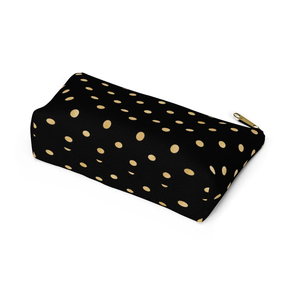 Black and Gold Polka Dots Accessory Pouch w T-bottom