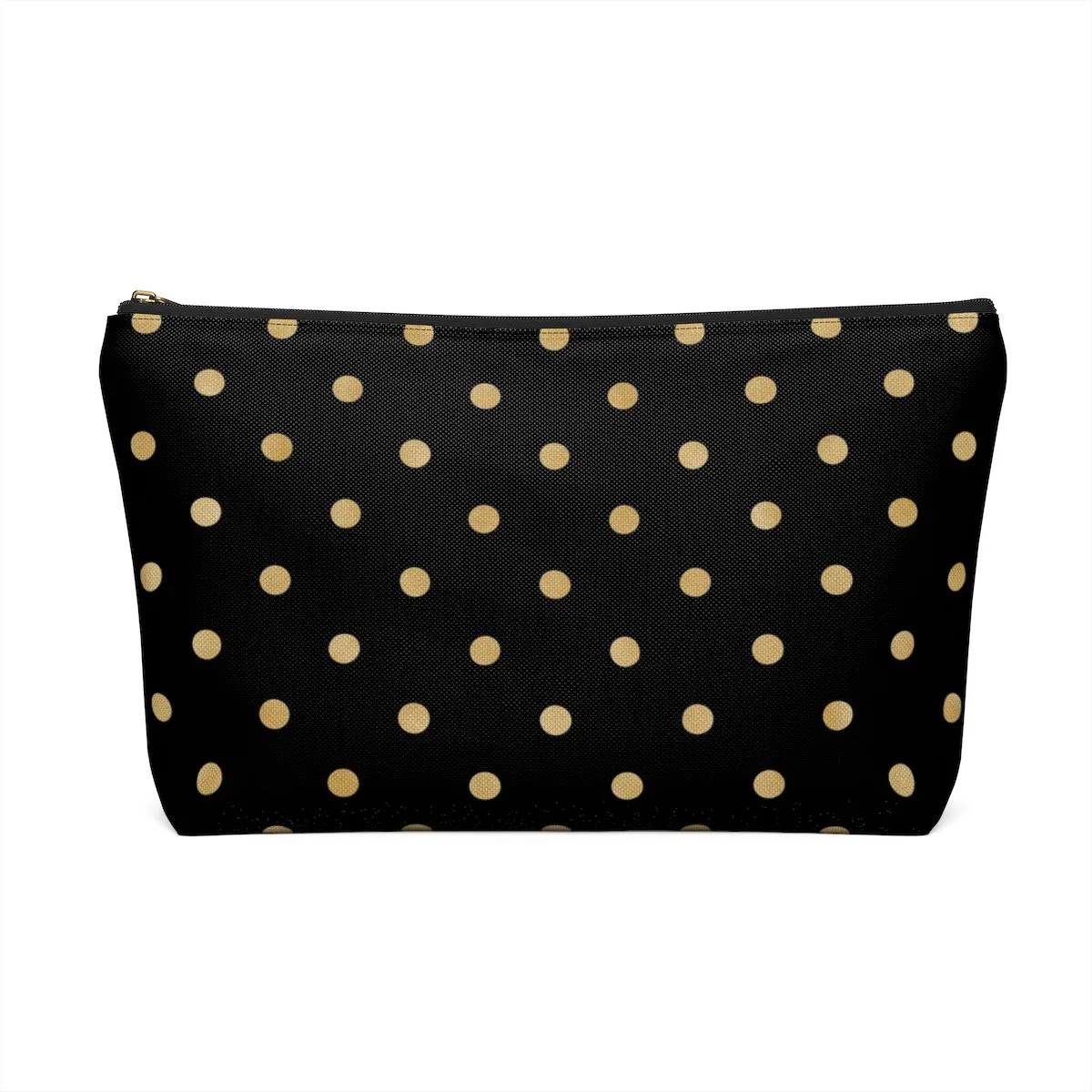 Black and Gold Polka Dots Accessory Pouch w T-bottom