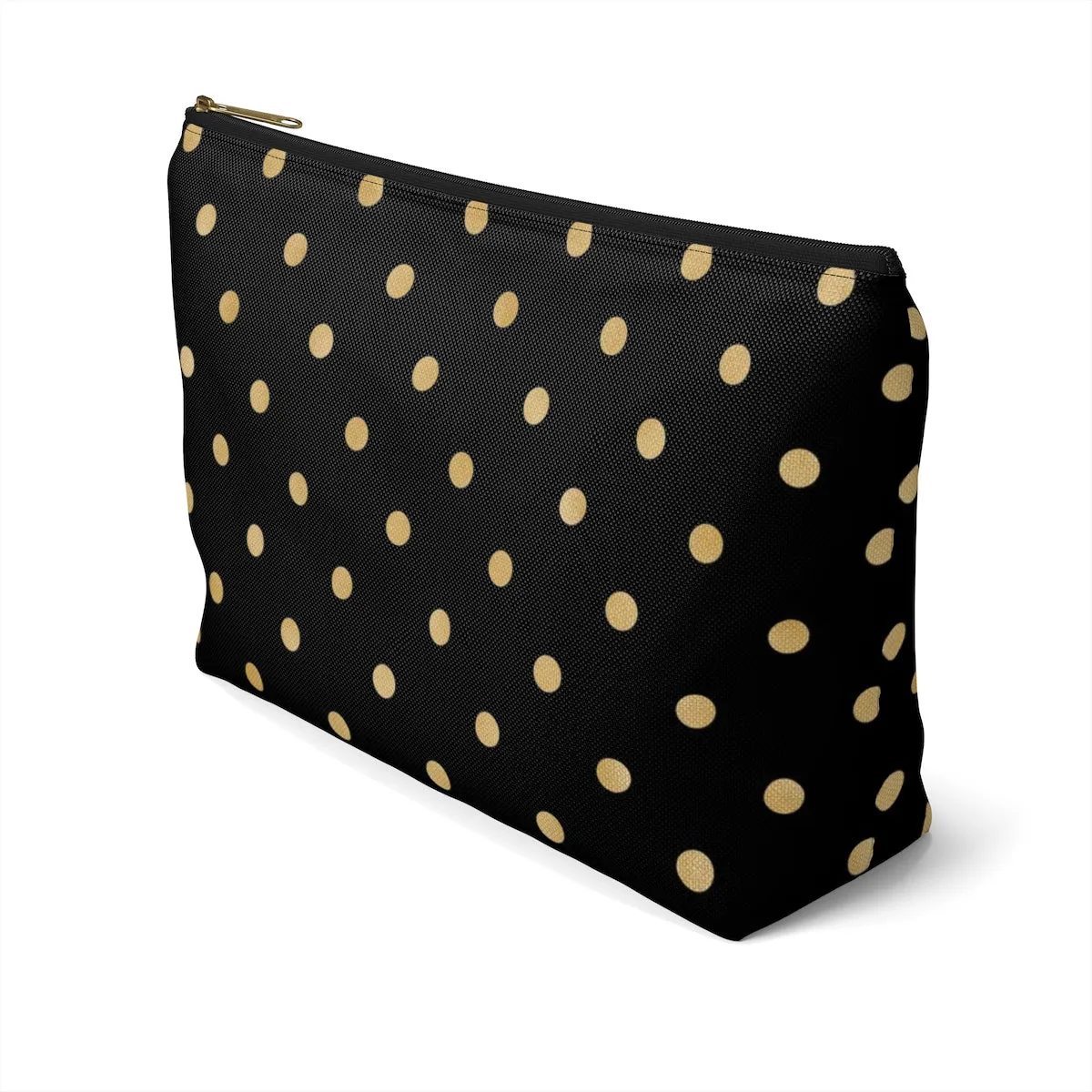 Black and Gold Polka Dots Accessory Pouch w T-bottom