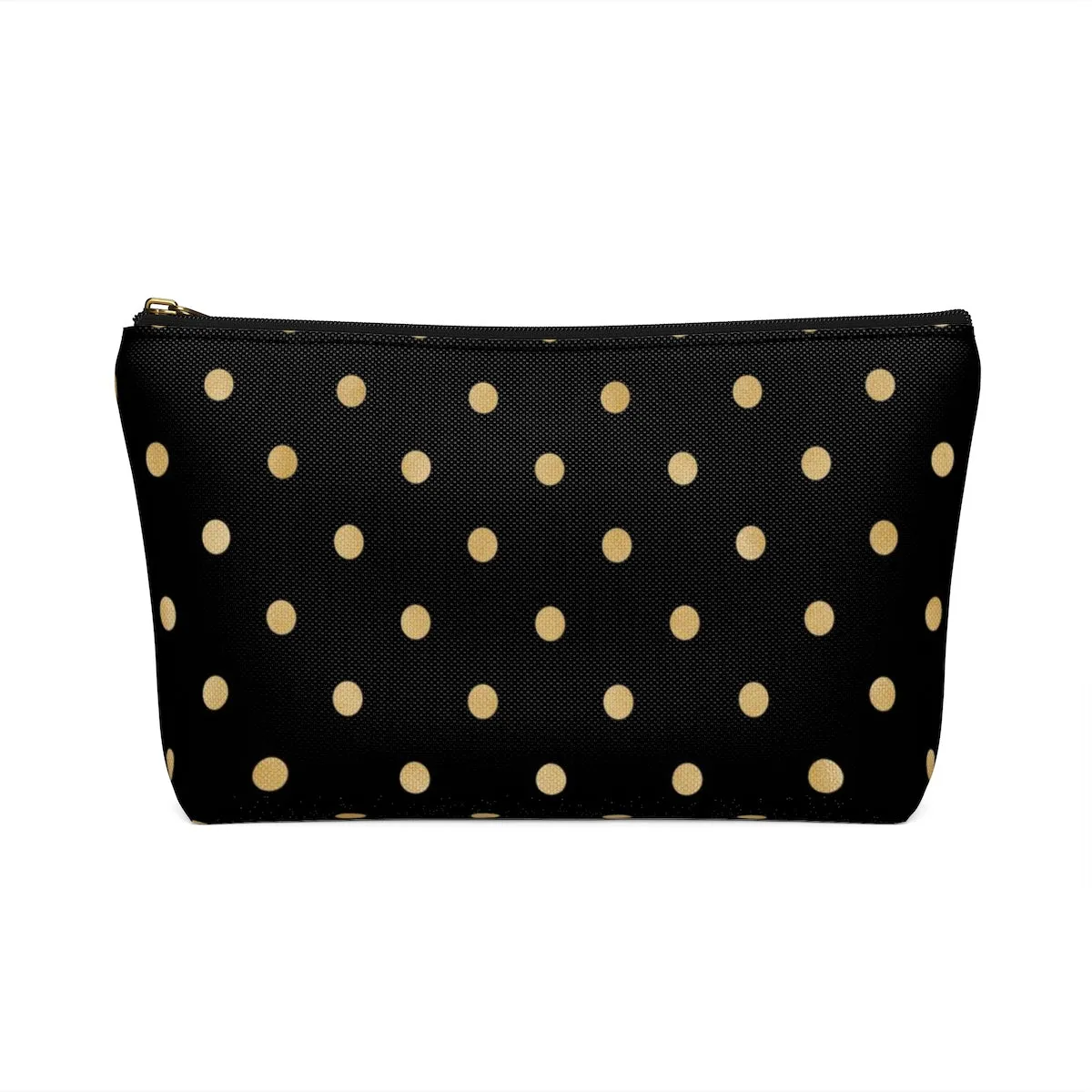 Black and Gold Polka Dots Accessory Pouch w T-bottom