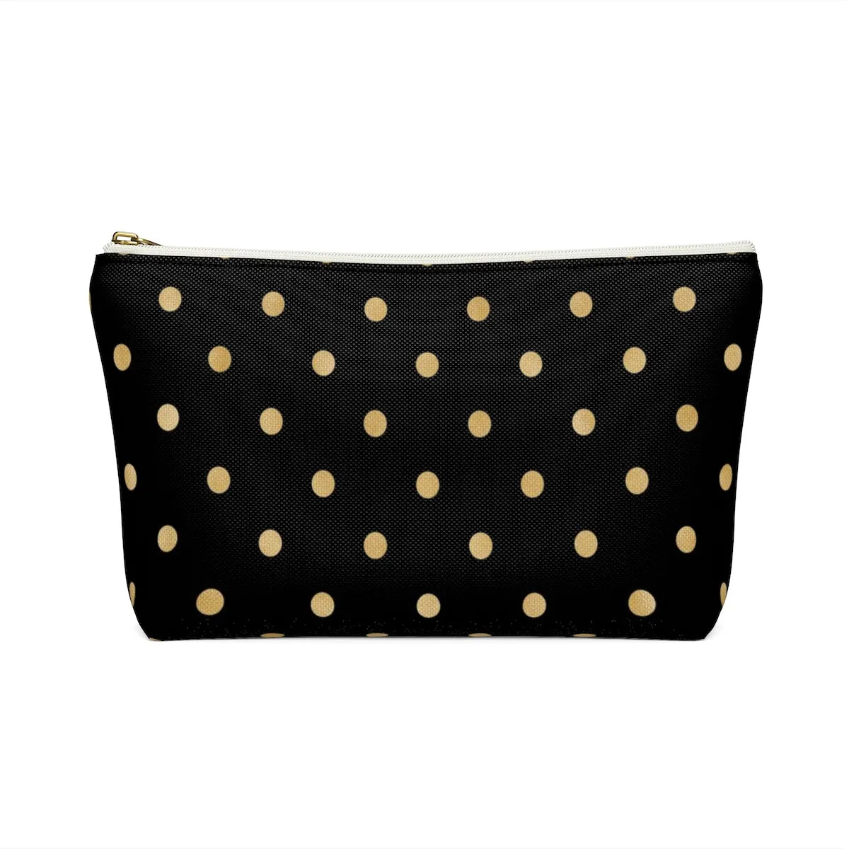 Black and Gold Polka Dots Accessory Pouch w T-bottom