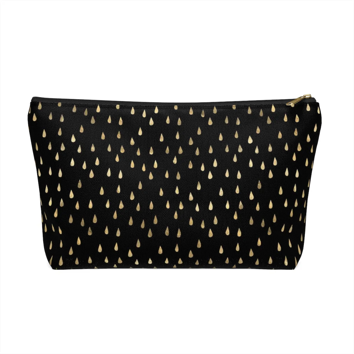 Black and Gold Raindrops Accessory Pouch w T-bottom