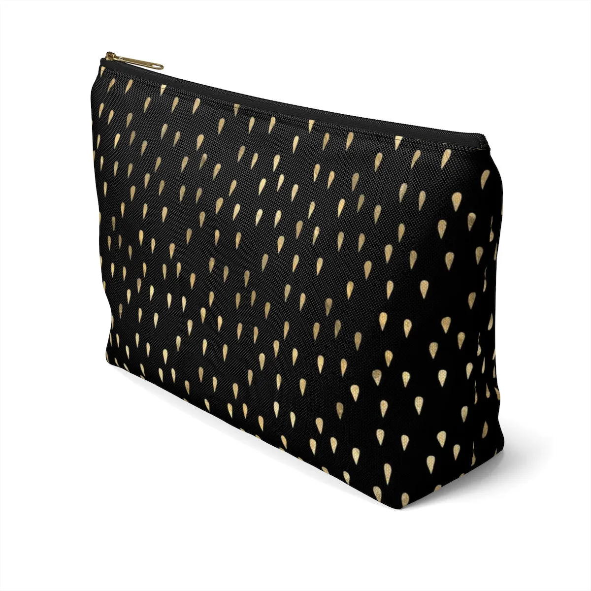 Black and Gold Raindrops Accessory Pouch w T-bottom